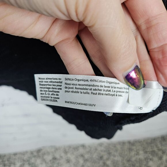 Eileen Fisher Sweater Top Womens L Linen Cotton Blend V Neck Short Sleeve Staple - Picture 5 of 11